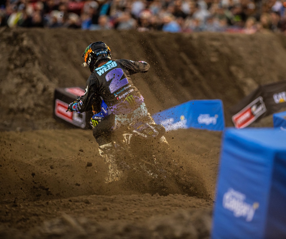 Cooper Webb battles through mud chaos during first SMX Playoff