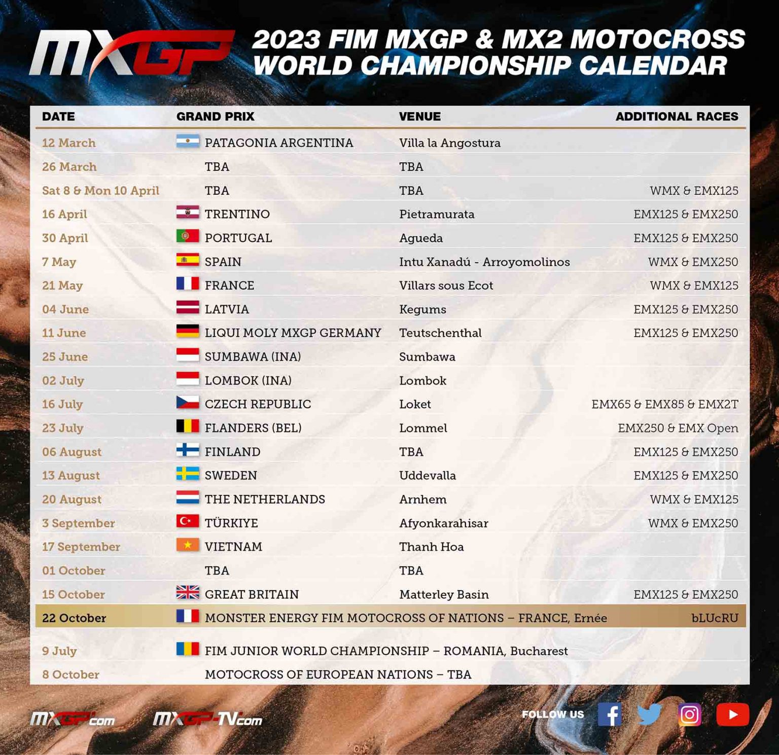 News: 2023 MXGP Calendar - MX Vice
