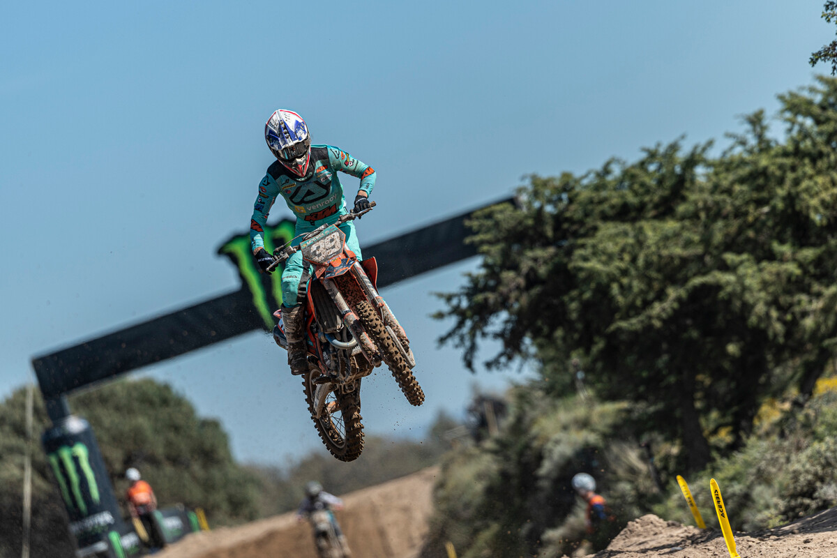 Aron Katona on the podium in EMX250 Sardinia